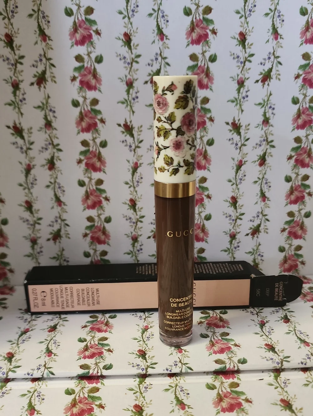 Gucci Concealer Tube in Brown with Floral Cap